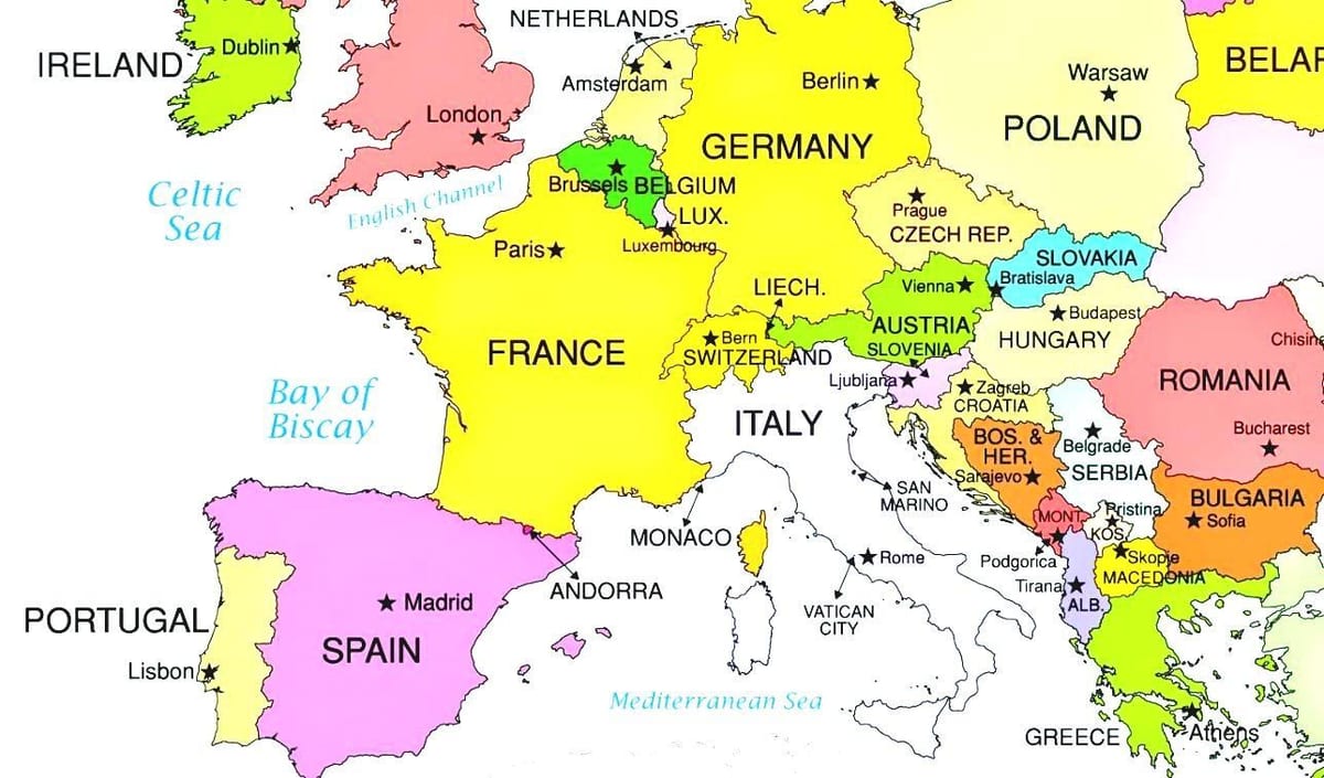 europos žemėlapis, kuriame kroatija