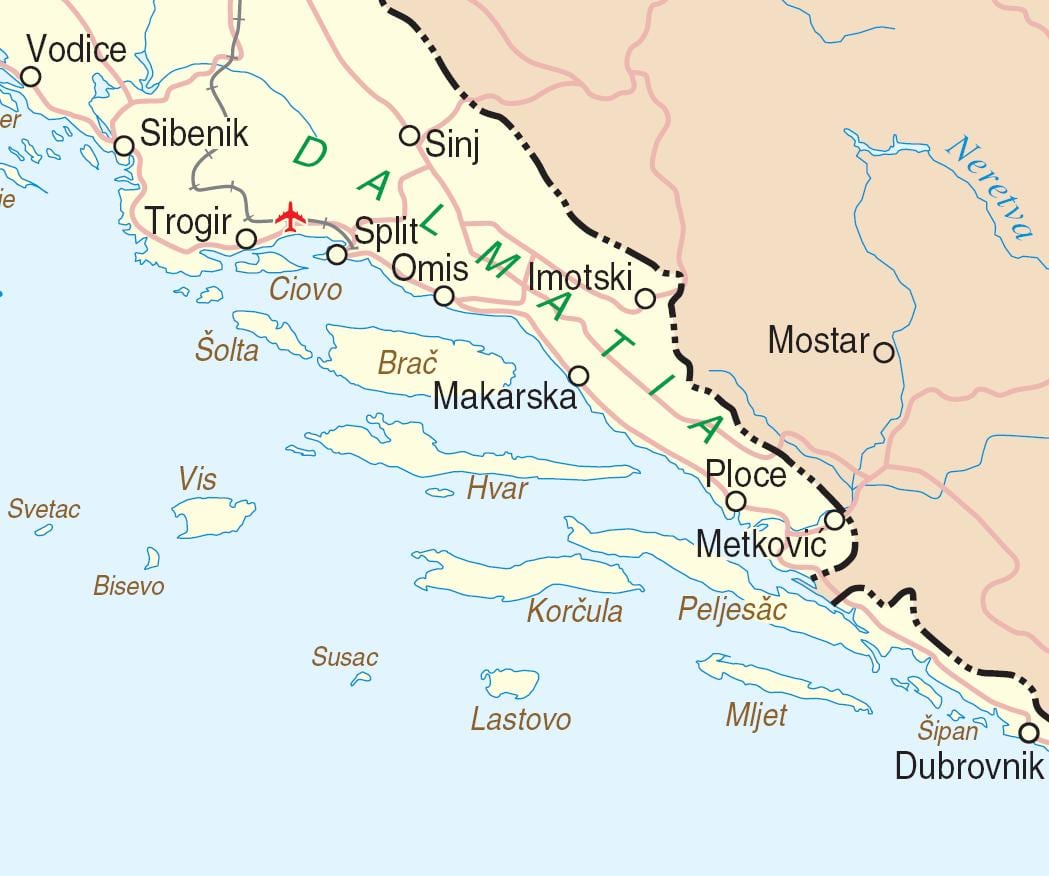 žemėlapis pietų kroatija