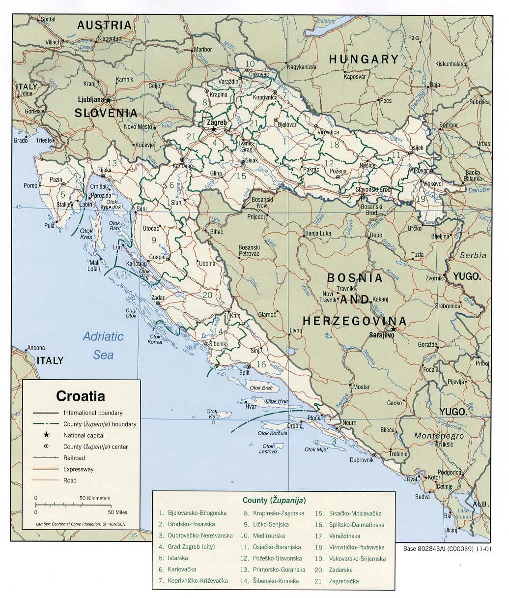 kroatijos prieplaukų žemėlapyje