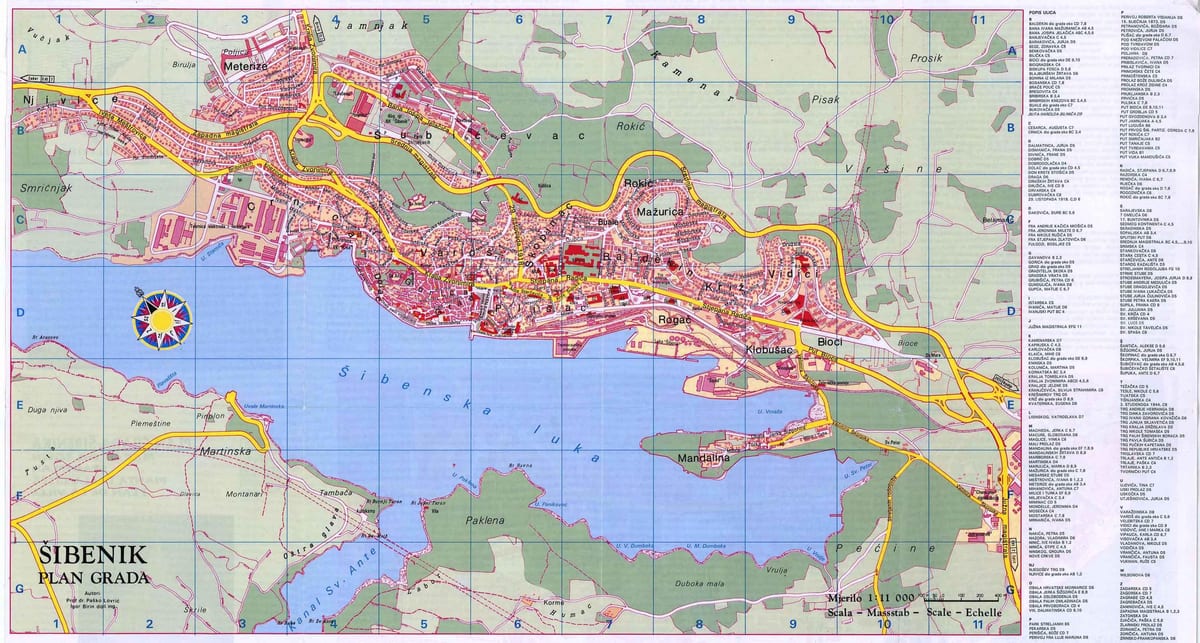 žemėlapis kroatija, sibenik