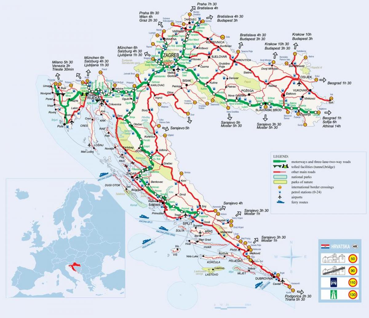 žemėlapis traukinio kroatija