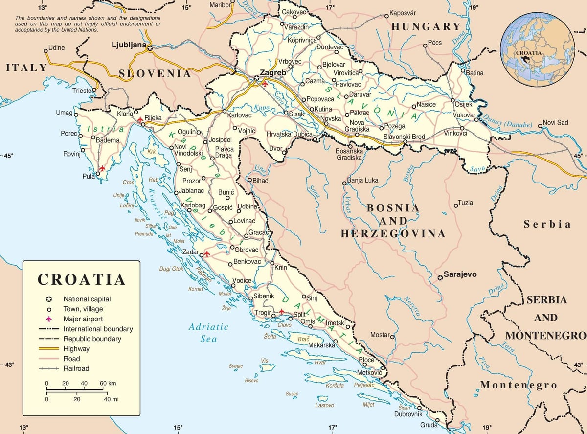 važiavimo žemėlapis kroatija
