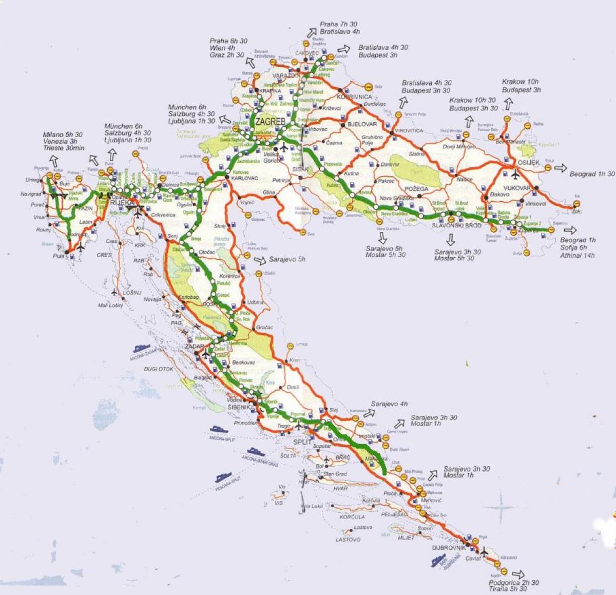 detalus kelių žemėlapis kroatija