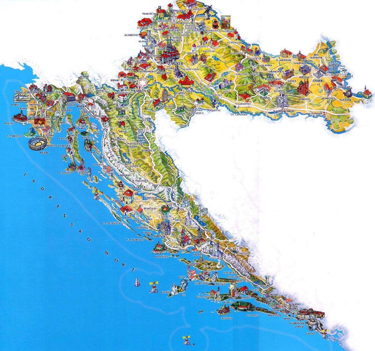 kroatijos lankytinos vietos žemėlapyje