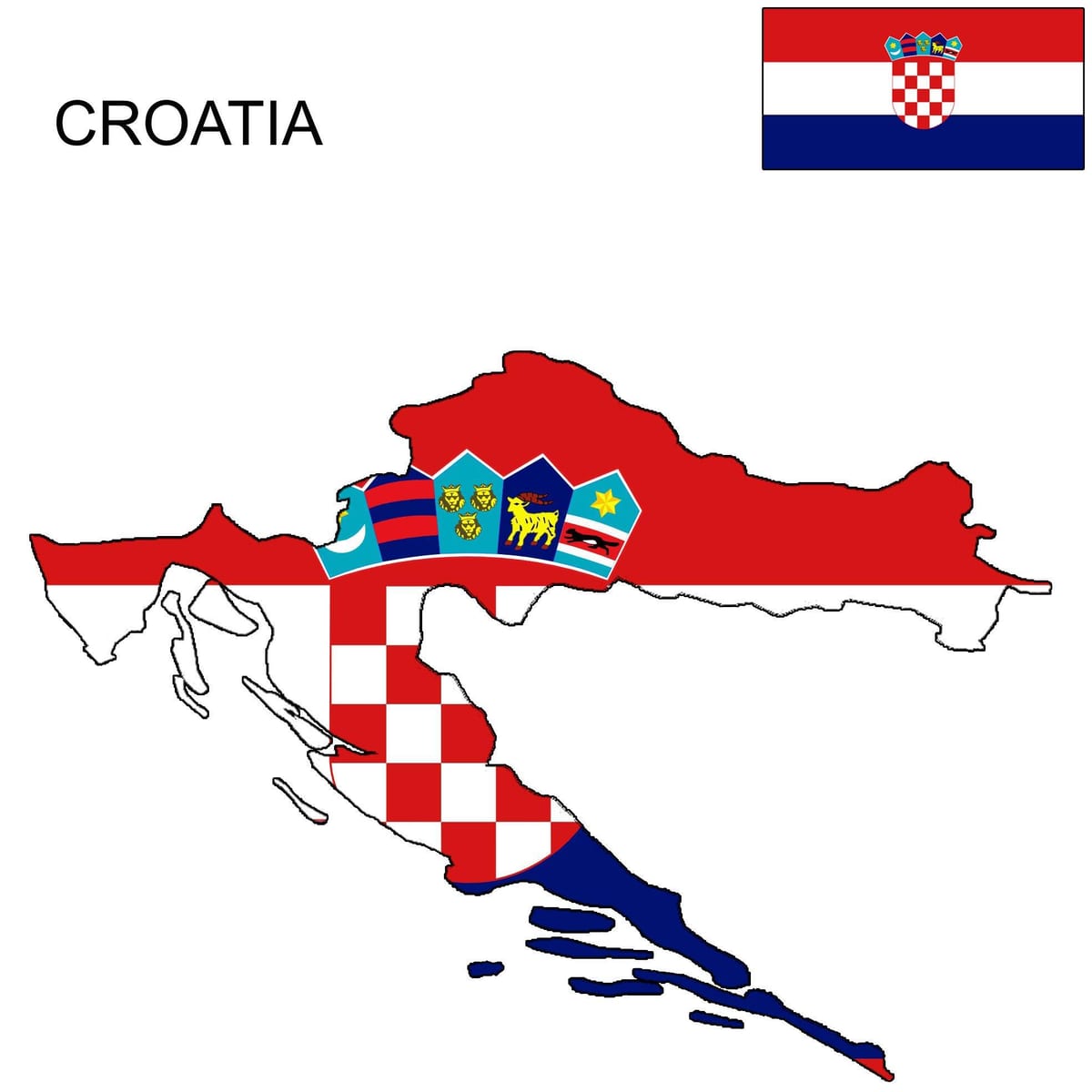 kroatijos žemėlapis, vėliava