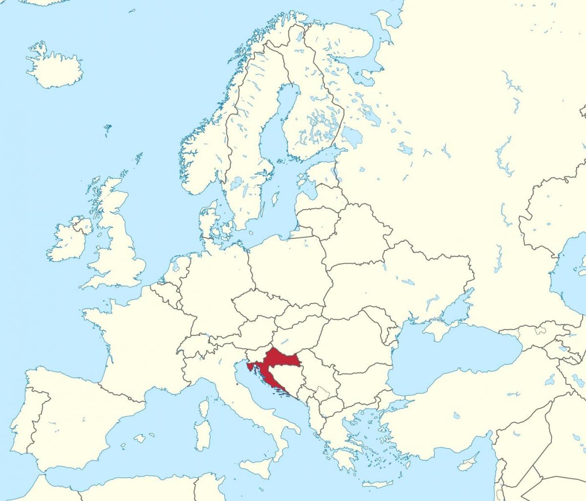 kroatijai europos žemėlapis