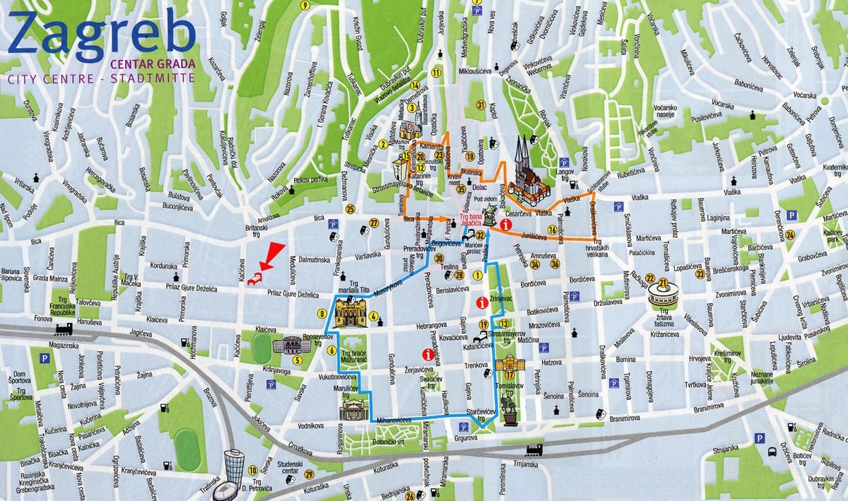 žemėlapis zagrebo (kroatija