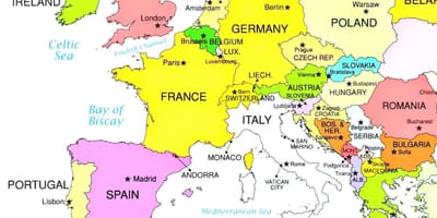 Europos žemėlapis, kuriame kroatija