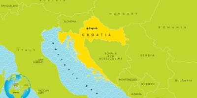 Žemėlapis kroatija ir aplinkinių vietovių