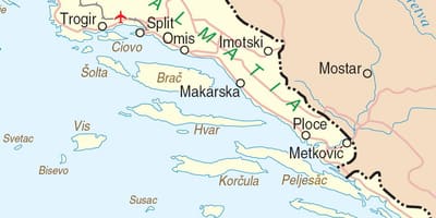 Žemėlapis pietų kroatija