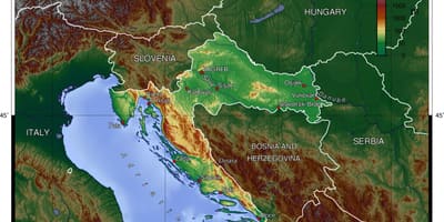 Kroatija geografijos žemėlapio