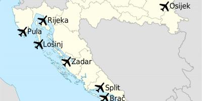 Žemėlapis kroatija rodo oro uostai