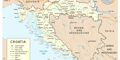 Žemėlapis kroatijos miestų