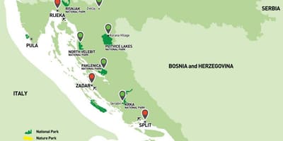 Žemėlapis kroatijos nacionaliniai parkai 